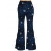 Pantalon Long Évasé Imprimé Galaxie Grande Taille - Bleu de Minuit 5X | US 24