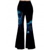 Pantalon Long Évasé Imprimé Hibou à Taille Haute Grande Taille - Bleu de Minuit 4X | US 22