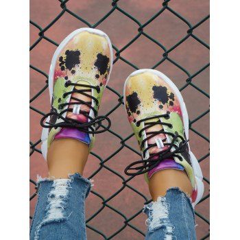 

Skull Graffiti Print Lace Up Casual Sport Running Shoes, Multicolor a