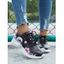 Flower Skull Pattern Lace Up PU Casual Sport Running Shoes - Blanc EU 43