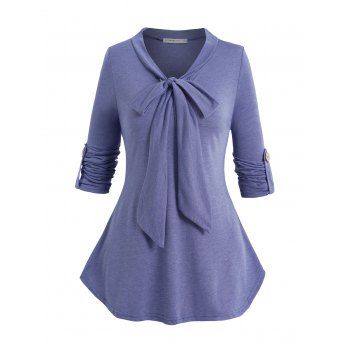 

Long Sleeve Tie Knot T-shirt, Blue