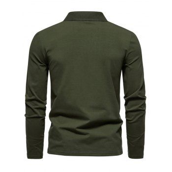 Solid Color Long Sleeve T-shirt Turndown Collar Casual Tee