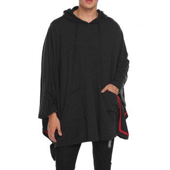 

Pocket Patches Hooded Cape Loose Casual Hooded Poncho, Black