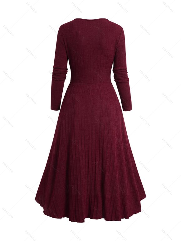 Sandales Linge A Mi-Longue en Tricot à Lacets avec Talon Bas - Rouge foncé S | US 4