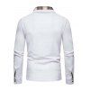 T-shirt Décontracté Boutonné à Carreaux Imprimé Manches Longues avec Poche Jointive - Blanc XXL
