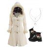 Manteau à Capuche à Carreaux Boutonné en Tricot à Câble en Fausse Fourrure - multicolor S | US 4