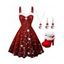 Robe Courte Imprimé Élément de Noël avec Fausse Fourrure - Rouge S | US 4