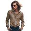 Chemise Décontractée Léopard Imprimé Partout Boutonnée Manches Longues à Col Relevé - multicolor XXL