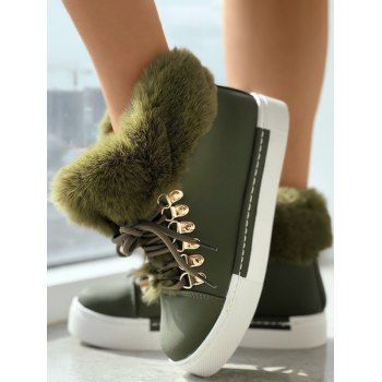 

Faux Fur Lined Warm Lace-Up Snowshoes, Deep green