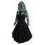 Robe à Capuche Péplum à Carreaux avec Boucle à Lacets à Manches Longues 2 en 1 - Noir XXL | US 14