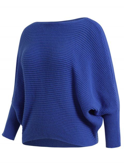 Plus Size Batwing Sleeve Sweater Solid Color Casual Pullover Sweater