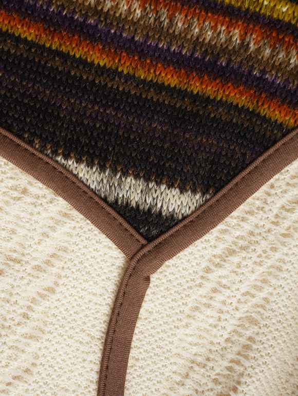 Mini Robe à Bretelle Bouclée Rayé Faux Deux Pièces - café lumière L | US 8-10