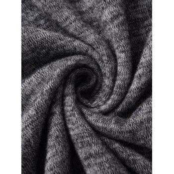 Marled PU Panel Belt Handkerchief Tank Dress And Crossover Hooded Long Sleeves Top Outfit