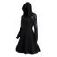 Mini Robe Ligne A Gothique à Capuche Panneau en Dentelle Transparente avec Rivets - Noir XL | US 12