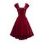 Robe de Soirée Vintage Mi-longue en Velours à Col Carré - Rouge XXL | US 14