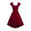 Robe de Soirée Vintage Mi-longue en Velours à Col Carré - Rouge L | US 8-10