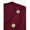 Robe Mi-Longue Tricotée Haute Basse Boutonnée en Couleur Unie à Manches Longues à Volants - Rouge foncé XL | US 12