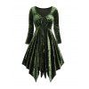 Robe de Soirée Asymétrique Plongeant à Manches Longues en Velours - Vert S | US 4
