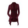 Cardigan Asymétrique Bouclé en Tricot à Câble en Couleur Unie à Manches Longues - Rouge foncé S