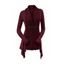 Cardigan Asymétrique Bouclé en Tricot à Câble en Couleur Unie à Manches Longues - Rouge foncé XL