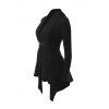 Cardigan Asymétrique Bouclé en Tricot à Câble en Couleur Unie à Manches Longues - Noir S