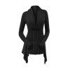 Cardigan Asymétrique Bouclé en Tricot à Câble en Couleur Unie à Manches Longues - Noir L