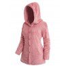 Manteau à Capuche Fourré Chaud Boutonné en Couleur Unie avec Poches en Avant - Rose clair XXL | US 14