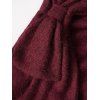 Robe Chinée en Tricot Drapée à Manches Longues à Col Bénitier avec Nœud Papillon - Rouge foncé XL | US 12