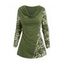 T-shirt Décontracté Teinté Imprimé à Manches Longues à Col Bénitier - Vert profond XXL | US 14