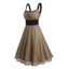 Robe Mi-Longue de Soirée Superposée Etoile Brillante en Maille Transparente à Taille Haute - Champagne XXL | US 14