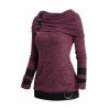 Pull Chiné Tricoté en Blocs de Couleurs à Col Bénitier à Œillets - Rose clair XL | US 12