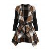 Manteau Texturé à Carreaux à Manches Longues - café S | US 4