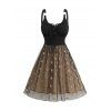 Mini Robe de Soirée Superposée Motif D'Etoile en Maille Transparente à Lacets - Noir S | US 4