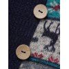 Robe Plissée Ethnique Tricotée Flocon de Neige et Cerf Imprimés - Bleu profond S | US 4