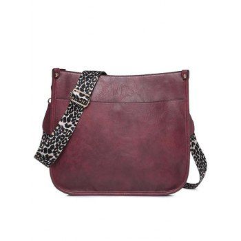 

Women Shoulder Adjustable Bag Leopard Guitar Strap Bucket Cross Body Bag, Deep red