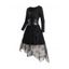 Robe Asymétrique Superposée Panneau en Maille Bouclée à Demi-Zip - Noir L | US 8-10