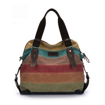

Colored Striped Pattern Zip Shoulder Bag, Multicolor a