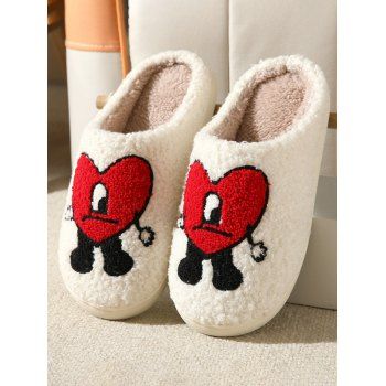 

Heart Eye Pattern Home Fluffy Warm Slippers, White