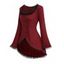 Haut en Tricot Texturé Boutonné Panneau en Dentelle à Manches Longues - Rouge foncé XXL | US 14