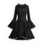 Robe Asymétrique Gothique en Couleur Unie Manches Evasées à Lacets - Noir XXL | US 14
