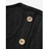 Robe Mi-Longue Tricotée Haute Basse Boutonnée en Couleur Unie à Manches Longues à Volants - Noir S | US 4