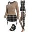 Débardeur Long Tricoté à Carreaux à Col Oblique et Legging Bouclé - multicolor S | US 4