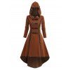 Robe à Capuche Gothique en Couleur Unie à Ourlet Haut Bas à Boucle avec Œillet - café XXL | US 14