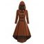 Robe à Capuche Gothique en Couleur Unie à Ourlet Haut Bas à Boucle avec Œillet - café XXL | US 14