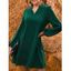 Robe Trapèze Ample à Col en V à Manches Lanternes - Vert profond XL | US 12