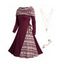 Robe en Tricot à Décolleté Bénitier avec Lacets et Pendentifs Etoiles Style Tribal - Rouge foncé S | US 4