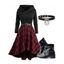 Robe à Capuche et à Carreaux avec Boucles et Talons Bas en Forme de Ronds - Rouge S | US 4