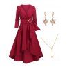 Robe à Capuche Haute Basse Anneau en O Pendant avec Strass - Rouge S | US 4