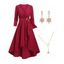 Robe à Capuche Haute Basse Anneau en O Pendant avec Strass - Rouge S | US 4