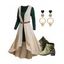 Robe Pendante Plissée Géométrique Cœur en Tricot à Taille Haute - Vert S | US 4